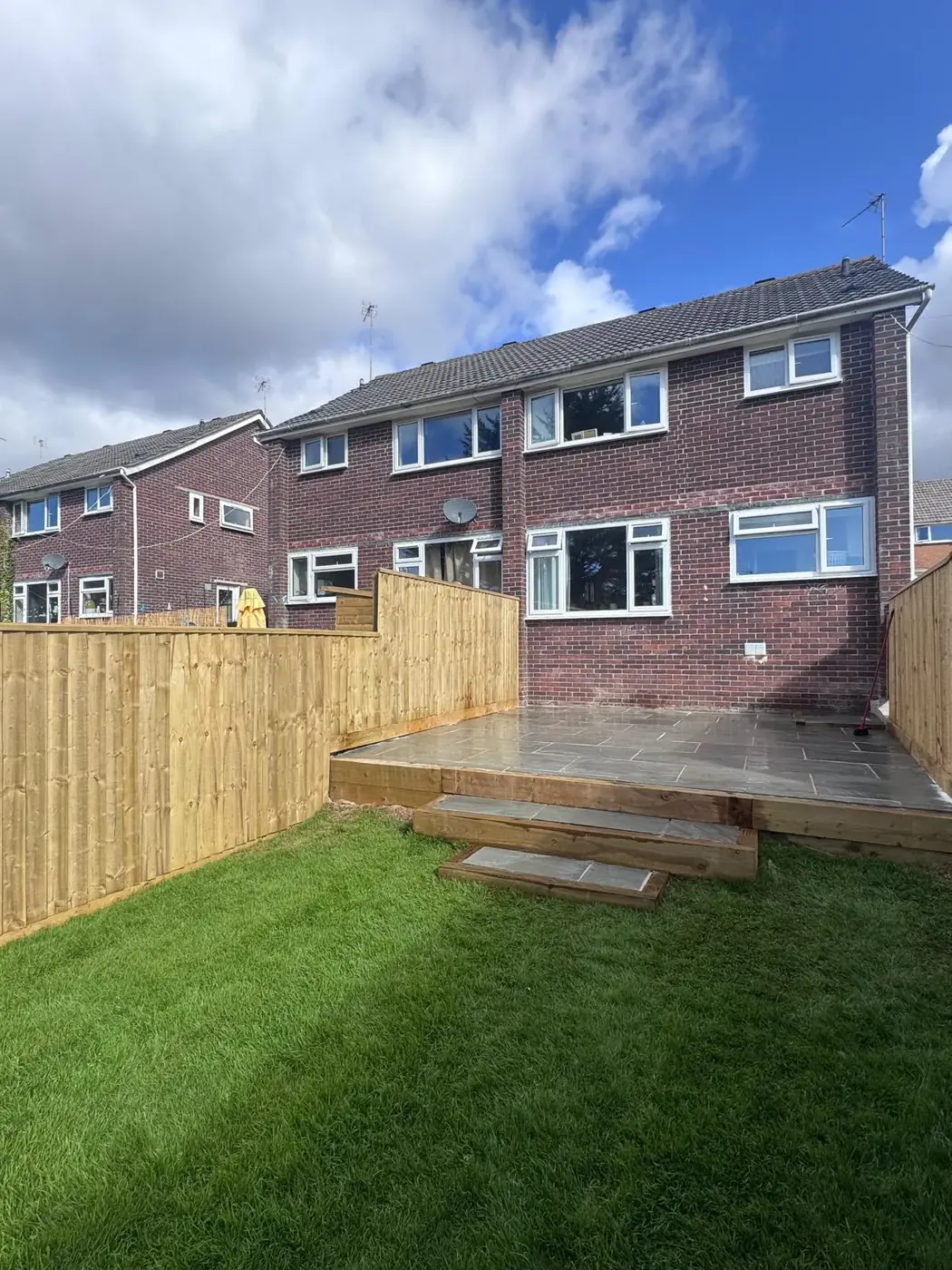 Completed timber fencing and landscaped garden