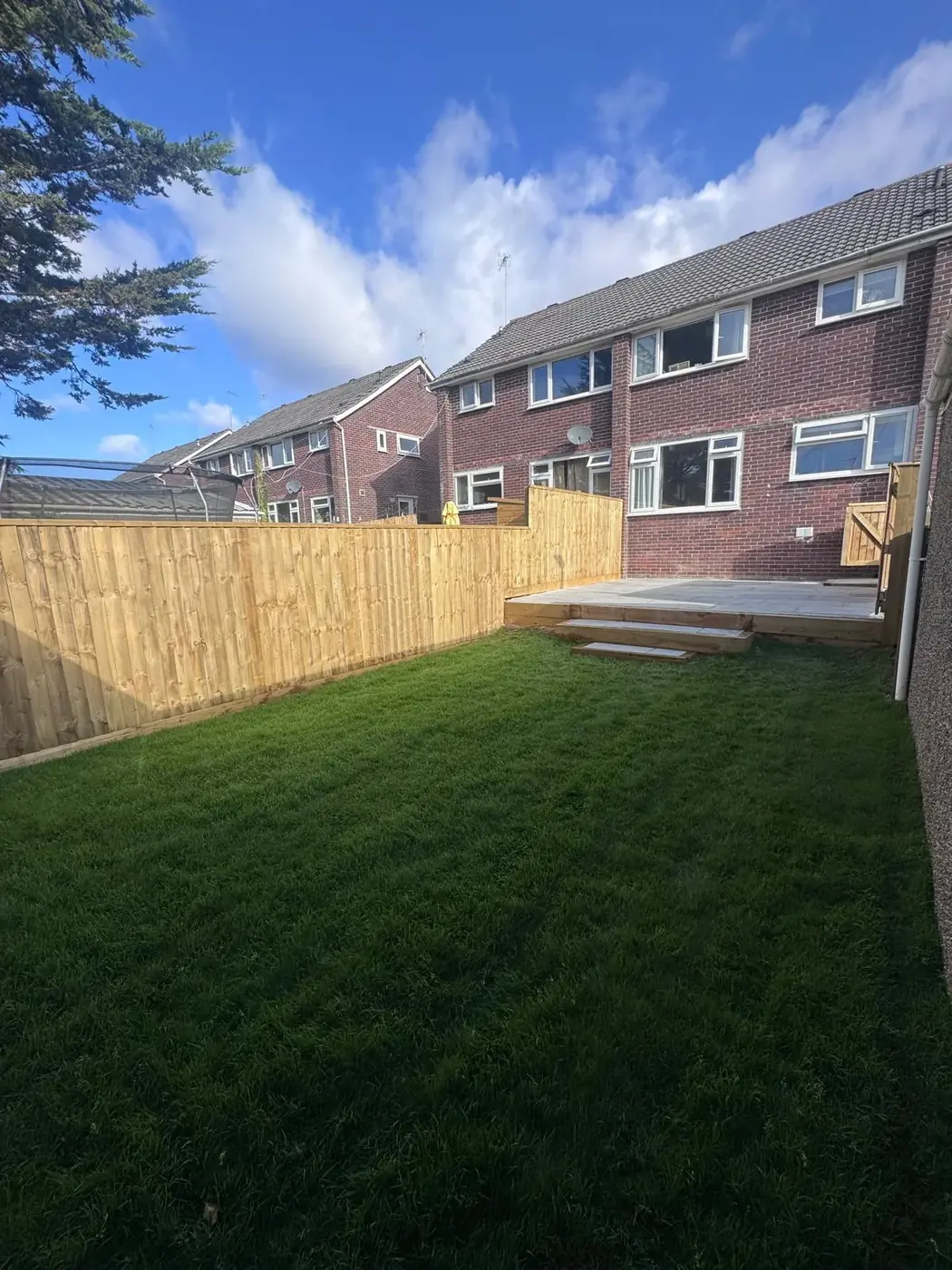Timber fence around a completed garden